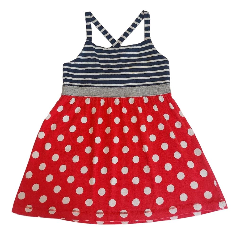 Mini Boden striped polka dotted cross back swing top